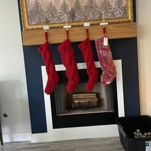 Crate and Barrel knit Christmas stocking set of 4